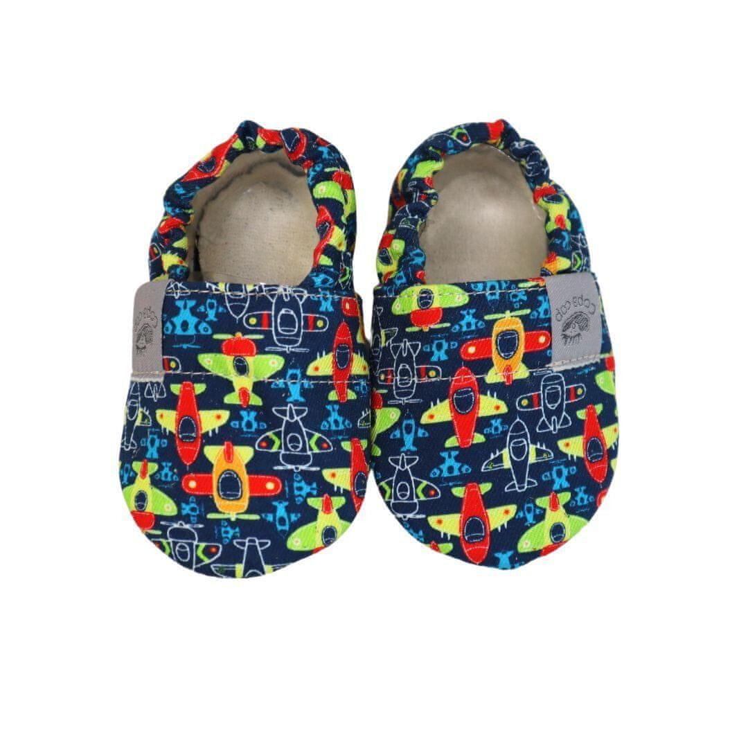 Copa cop Dětské textilní capáčky Barefoot - Letadlo