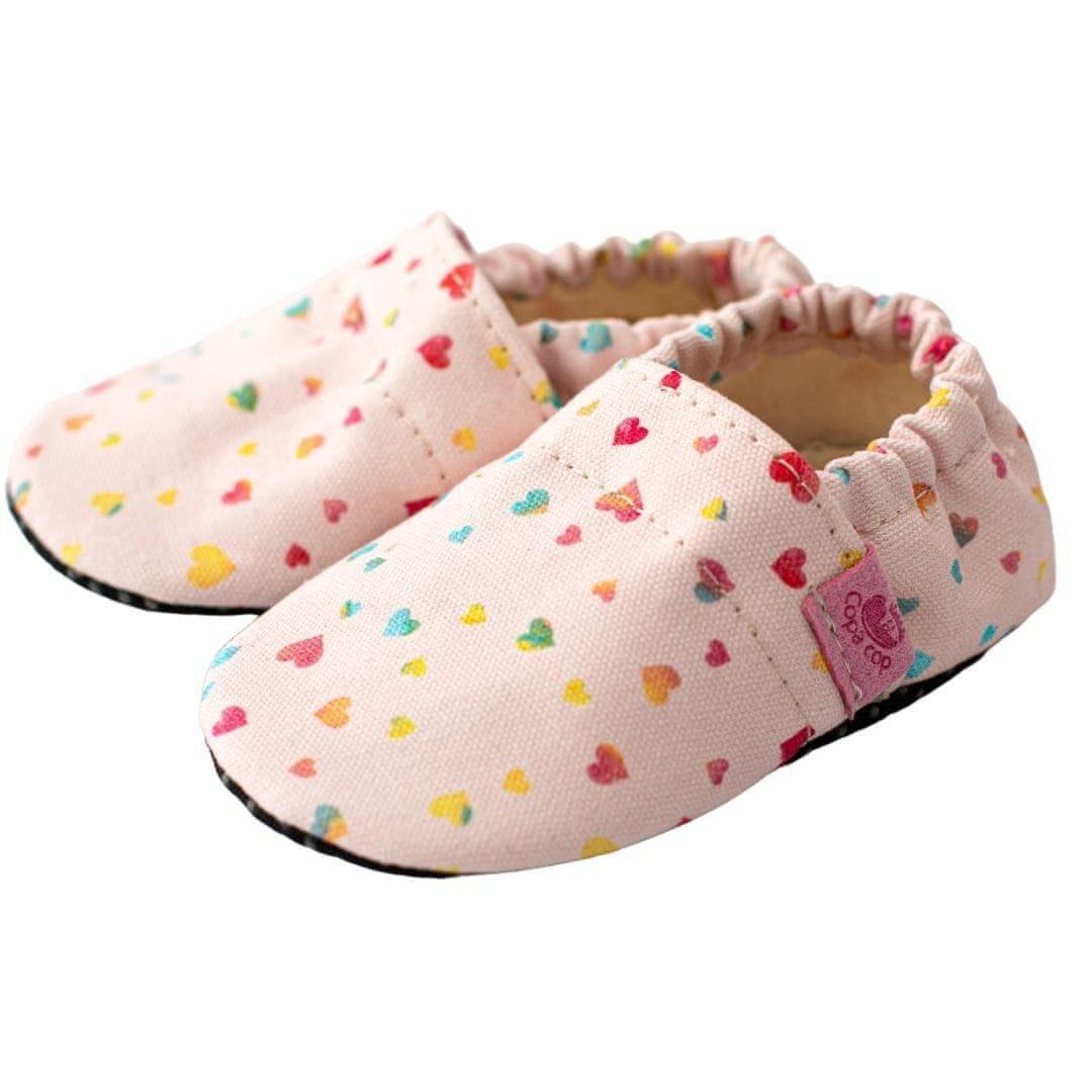 Copa cop Dětské textilní capáčky Barefoot - Hearts